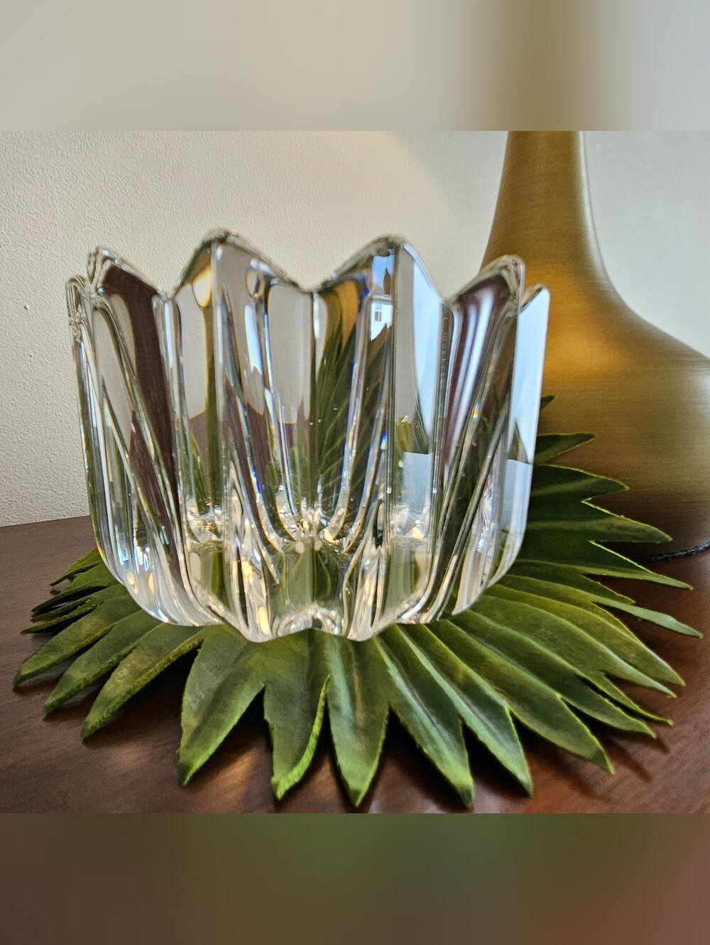 Orrefors Fleur Crystal Bowl Jan Johansson Swedish MCM
